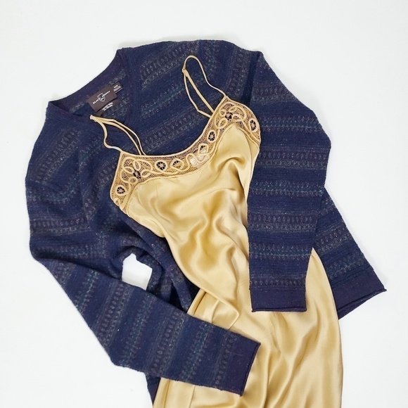 Vintage Italian Navy Grandpa Sweater - Picture 1 of 8